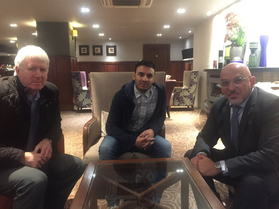 Nadhim Zahawi meets Kash Siddiqi of the charity Football for Peace.