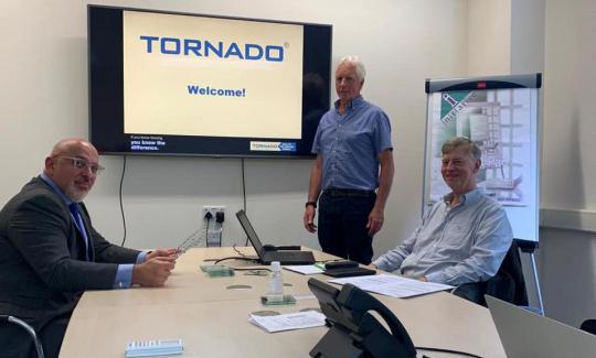 Nadhim Zahawi meets with Managing Director Kenny Campbell and Operations Director Jonathan Miller at Tornado Wire