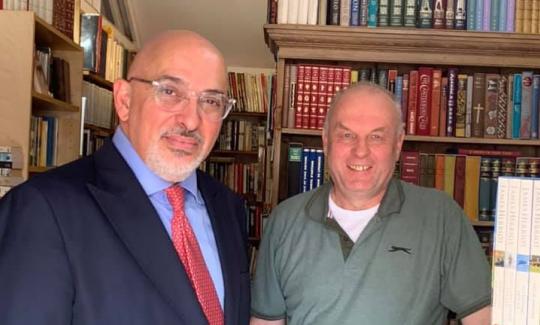 Nadhim Zahawi with proprietor of JW Books, John Welch.