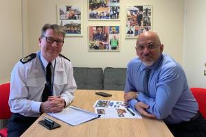 Nadhim Zahawi MP meets Chief Constable for Warwickshire, Martin Jelley.